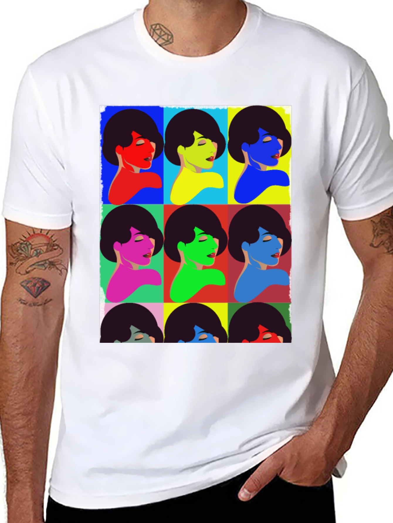 Black Pop Art Women Graphic Tee - Bold & Unique Design view 8
