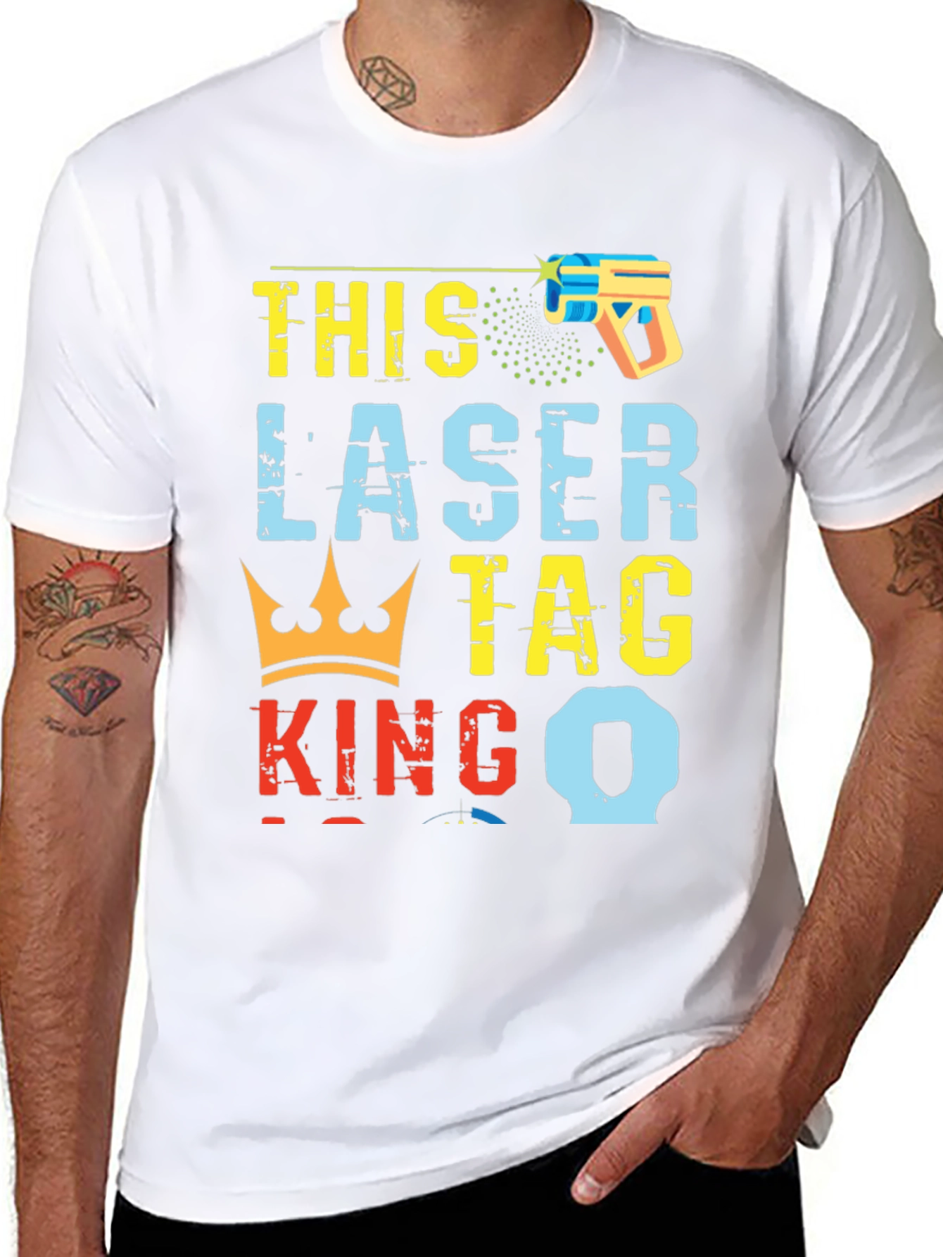 Black Laser Tag King T-Shirt - Unique Graphic Tee view 8