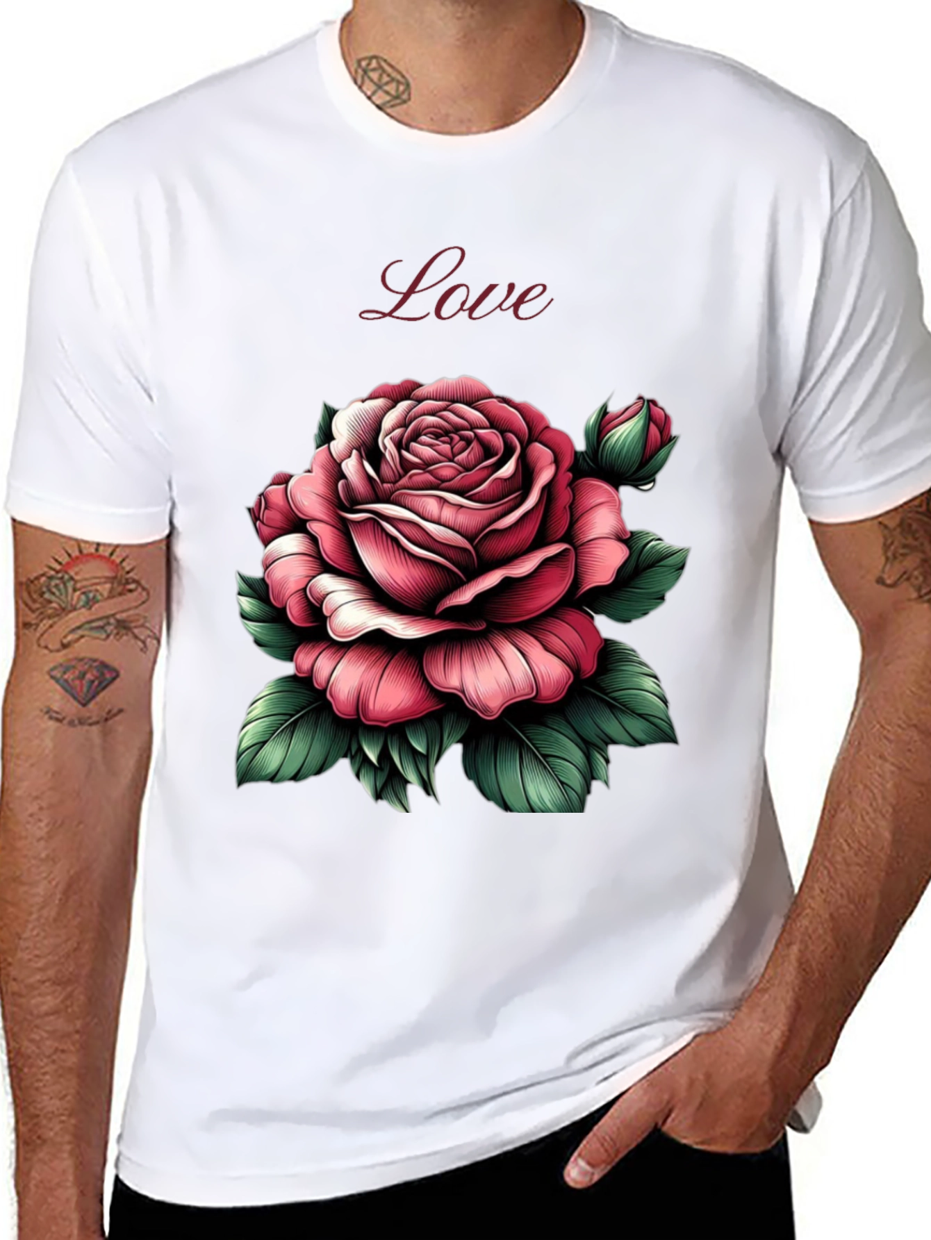 Love Rose Graphic Tee - Soft Cotton Blend - 8