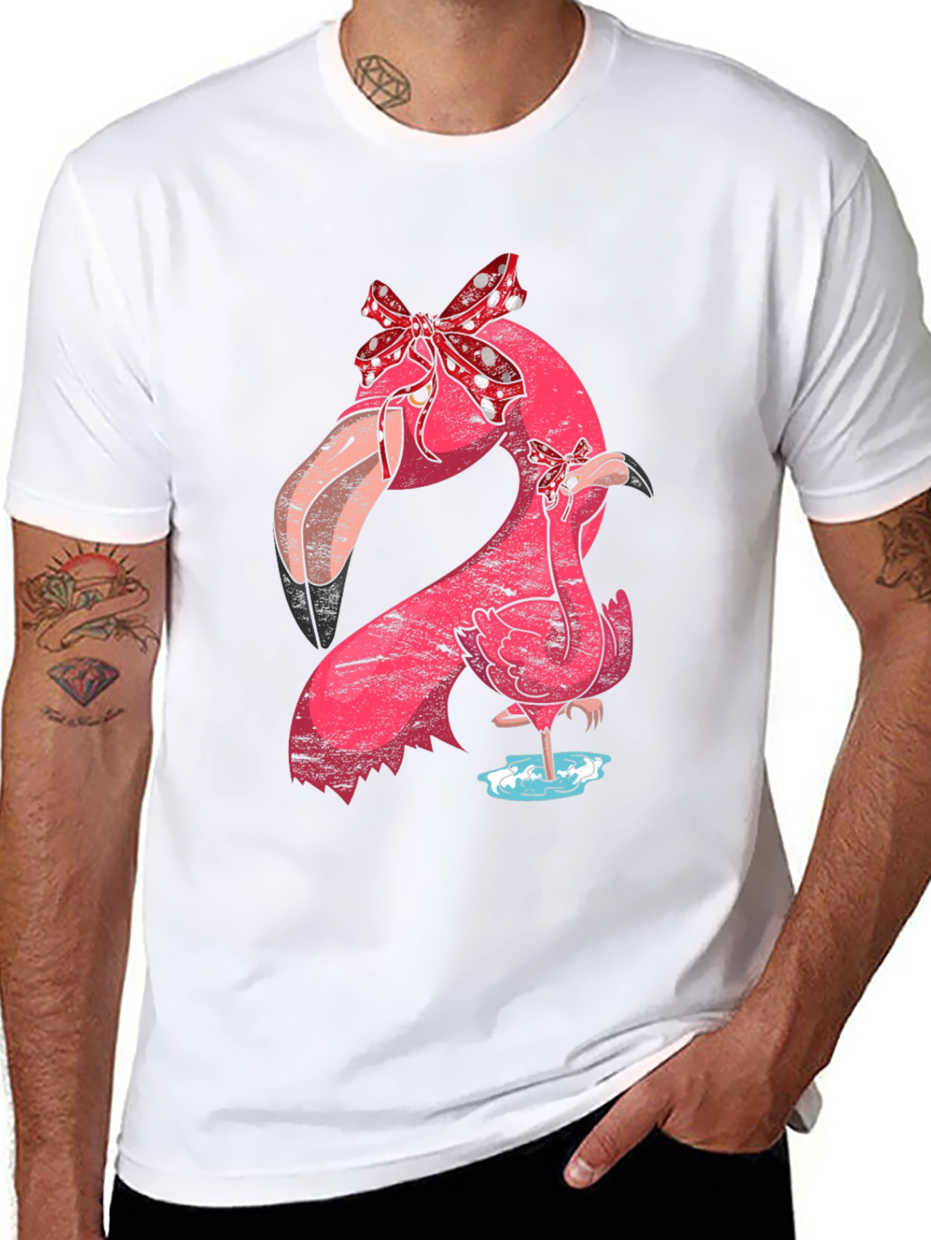 Black Flamingo Mom & Baby T-Shirt with Bows view 8