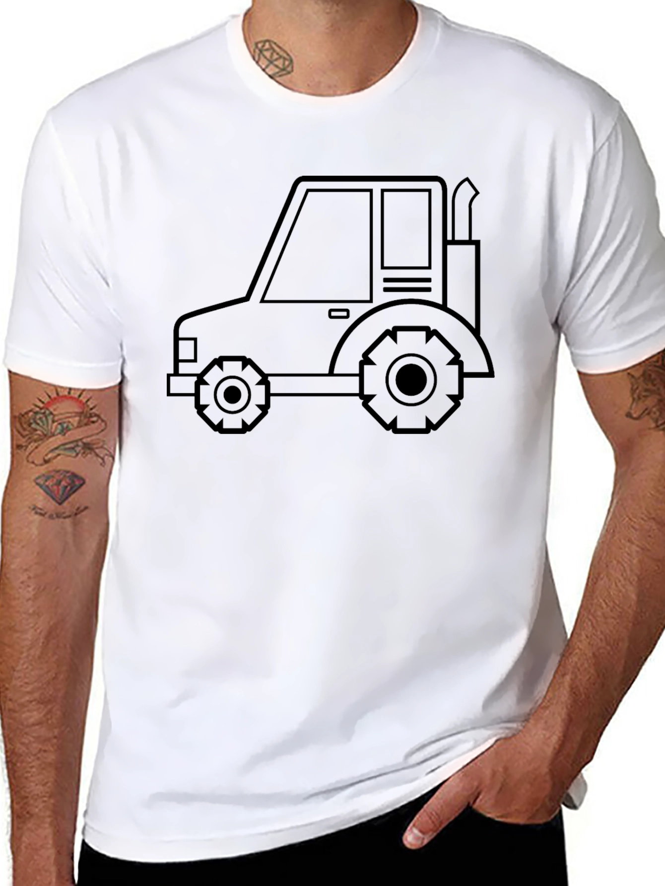 Black Tractor Graphic Tee - Black Cotton Comfort view 8
