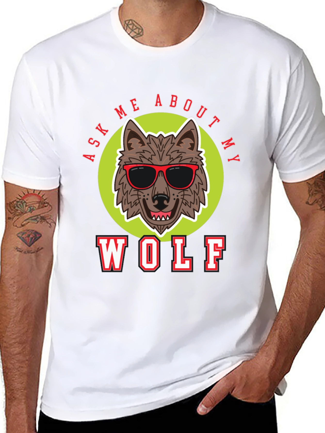 Black Ask Me About My Wolf T-Shirt view 8