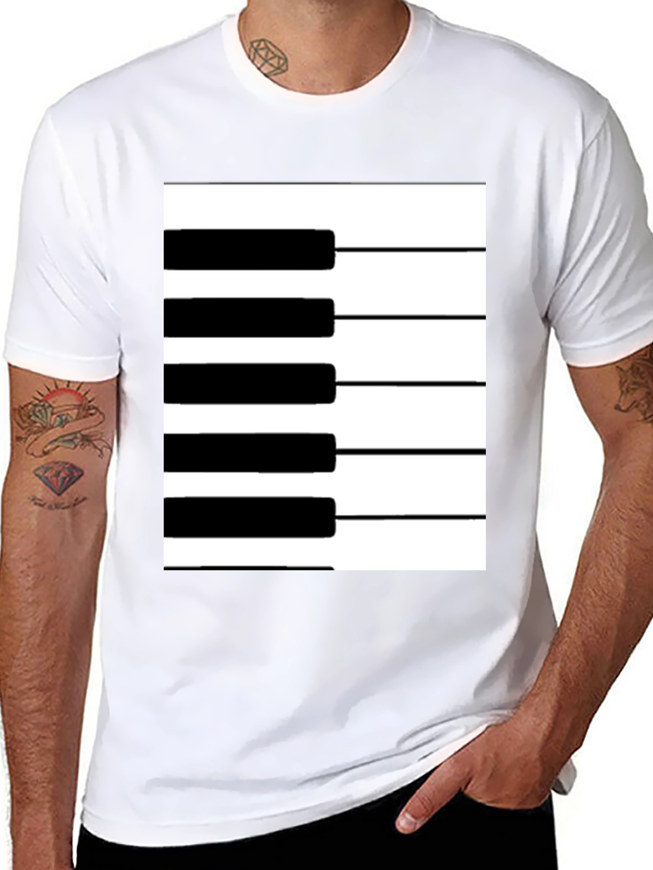 Black Piano Keys Graphic Tee - Black Cotton T-Shirt view 8