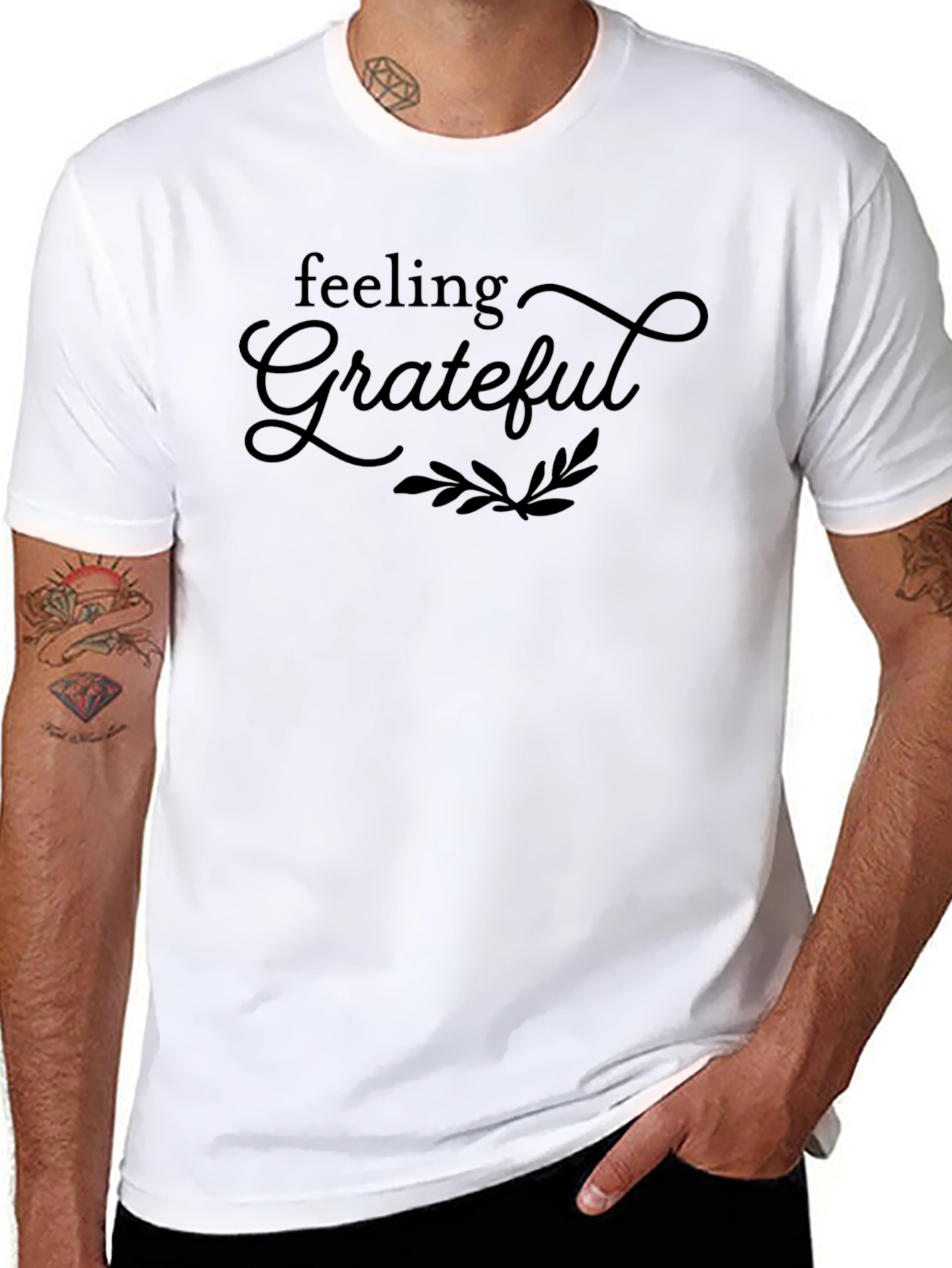 Black Feeling Grateful Graphic Tee - Soft Cotton Blend Shirt view 8