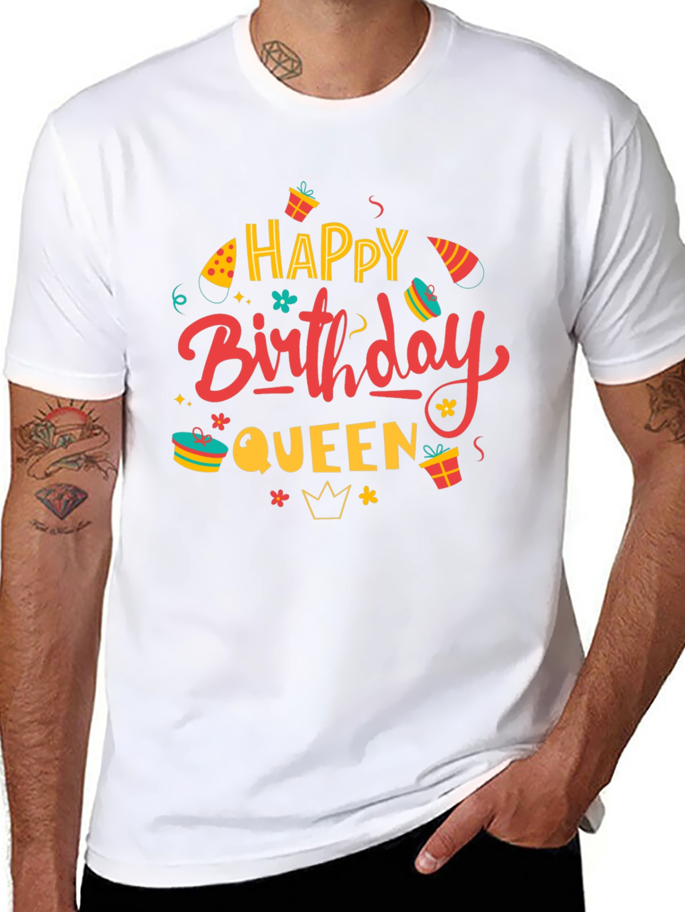 Black Happy Birthday Queen Black Graphic Tee view 8