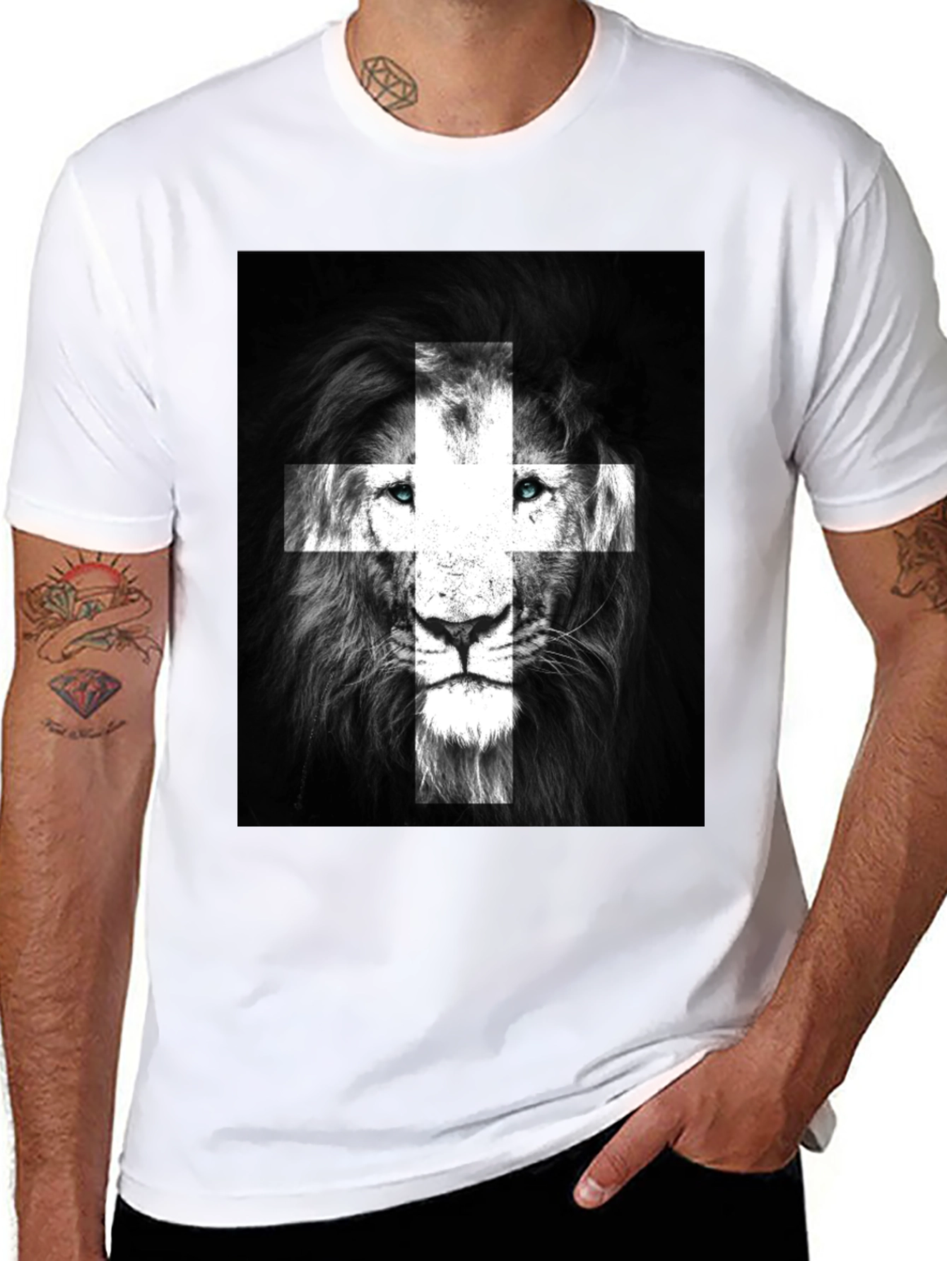 Black Lion Swiss Flag T-Shirt - Black view 8