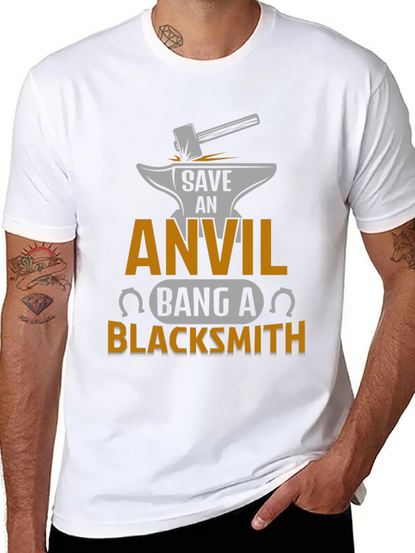 Black Save an Anvil Bang a Blacksmith T-Shirt view 8