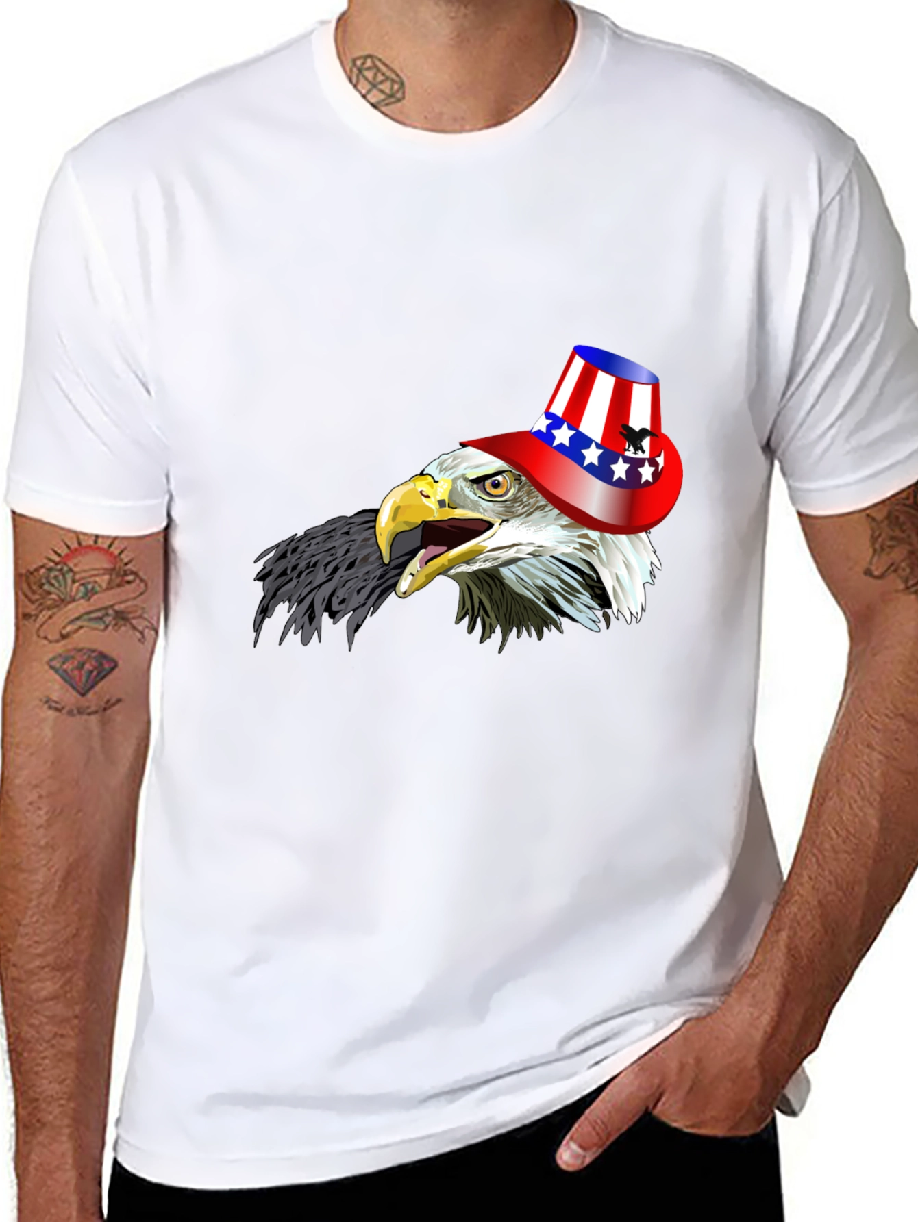 Black Eagle USA Hat Graphic T-Shirt view 8