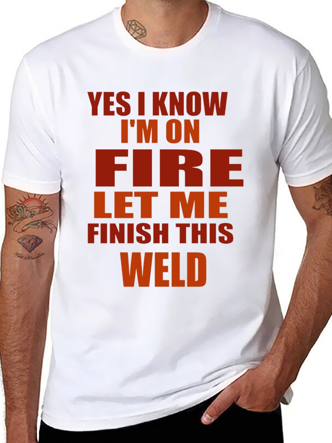 Black Yes I Know I'm On Fire Welder T-Shirt view 8