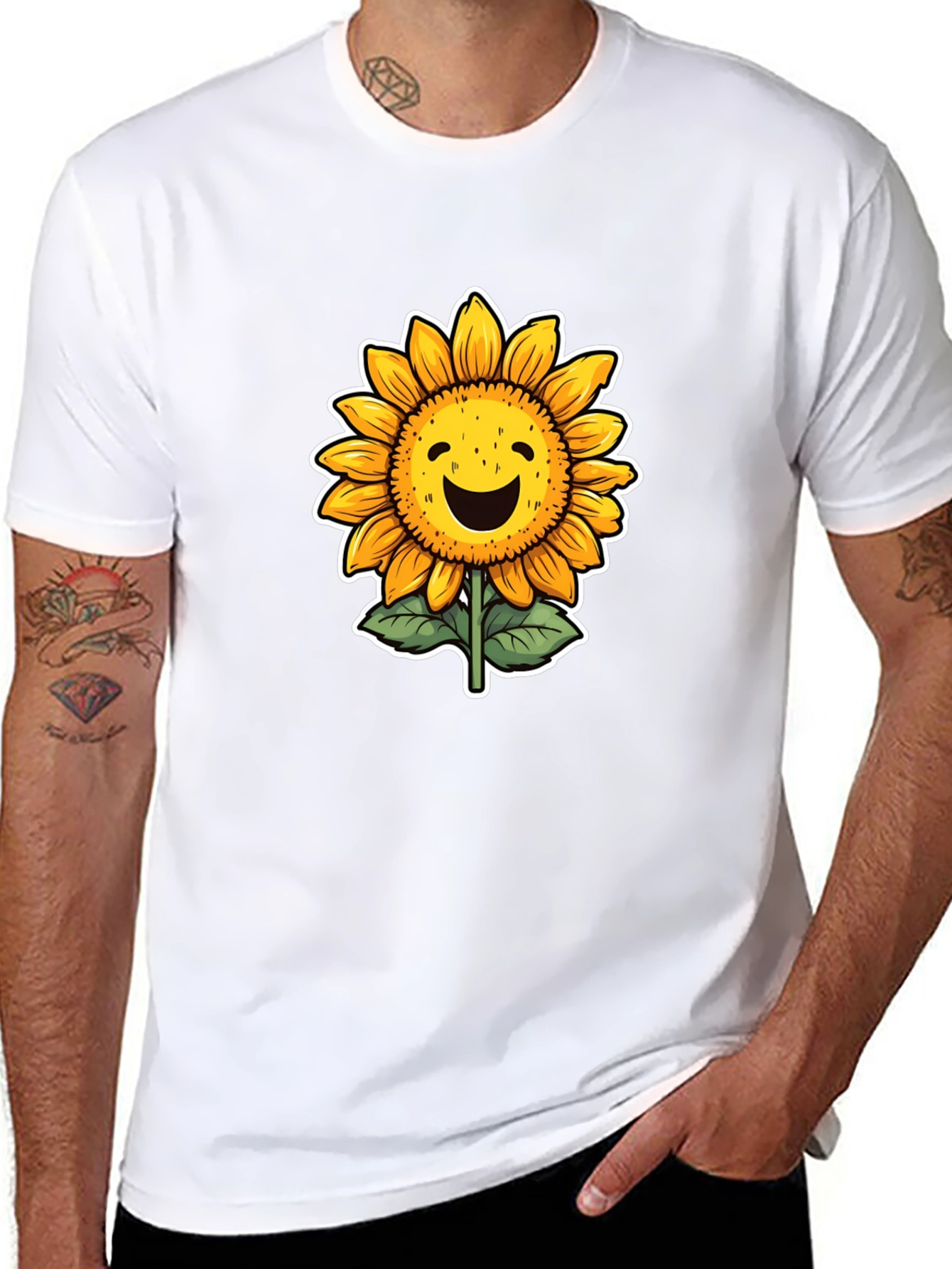 Black Smiling Sunflower Graphic Tee - Unisex view 8