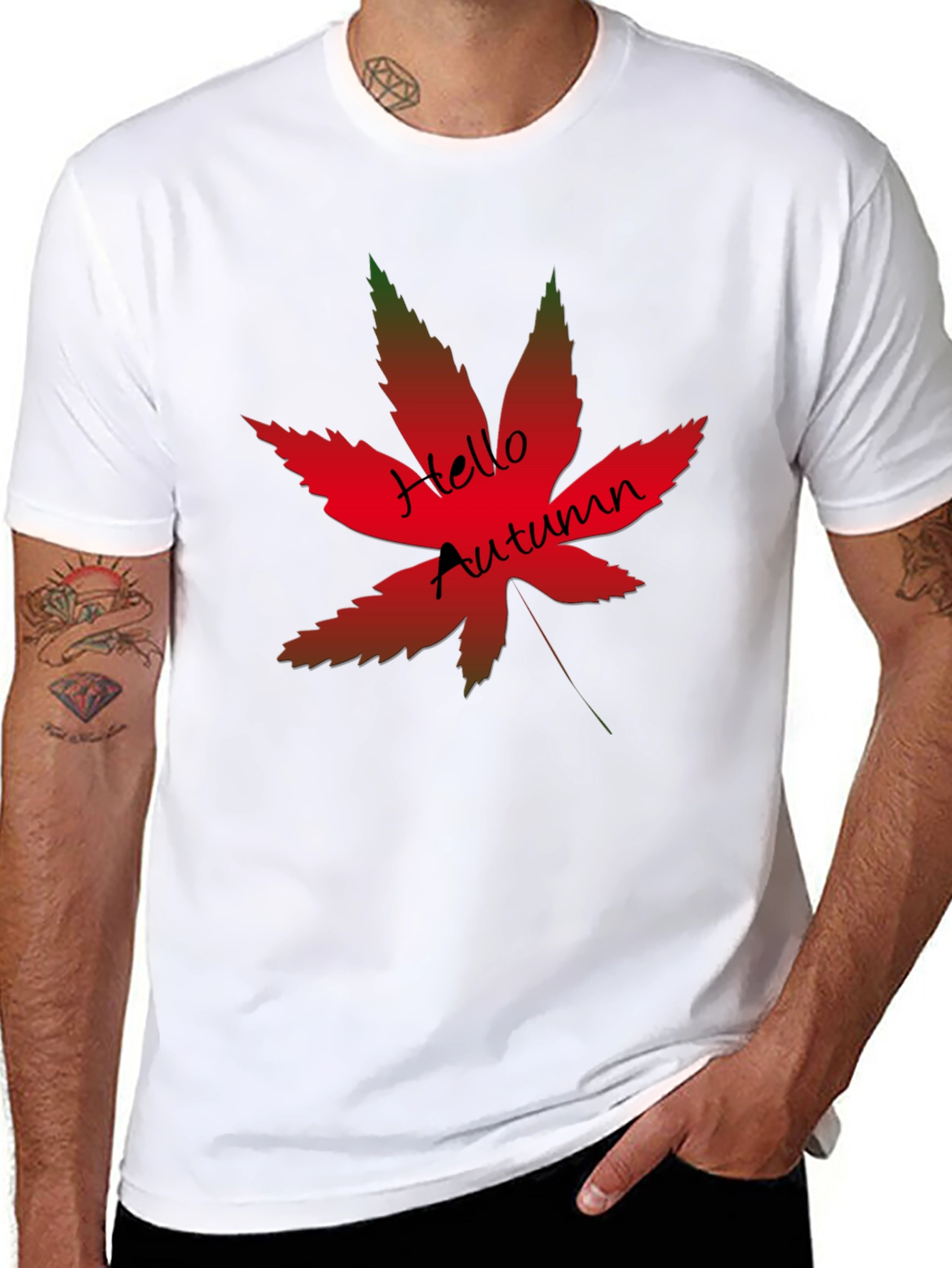Black Hello Autumn Maple Leaf Graphic Tee view 8