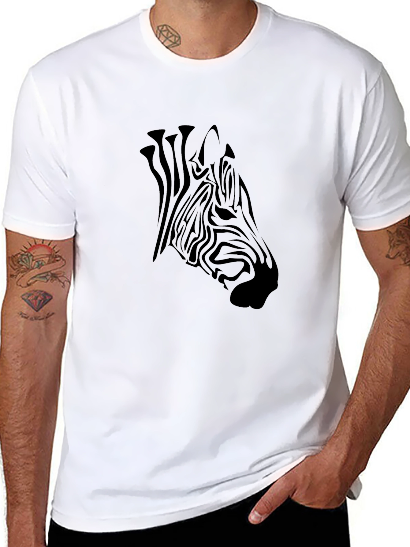 Black Black Zebra Graphic Tee - Men's Casual Style view 8