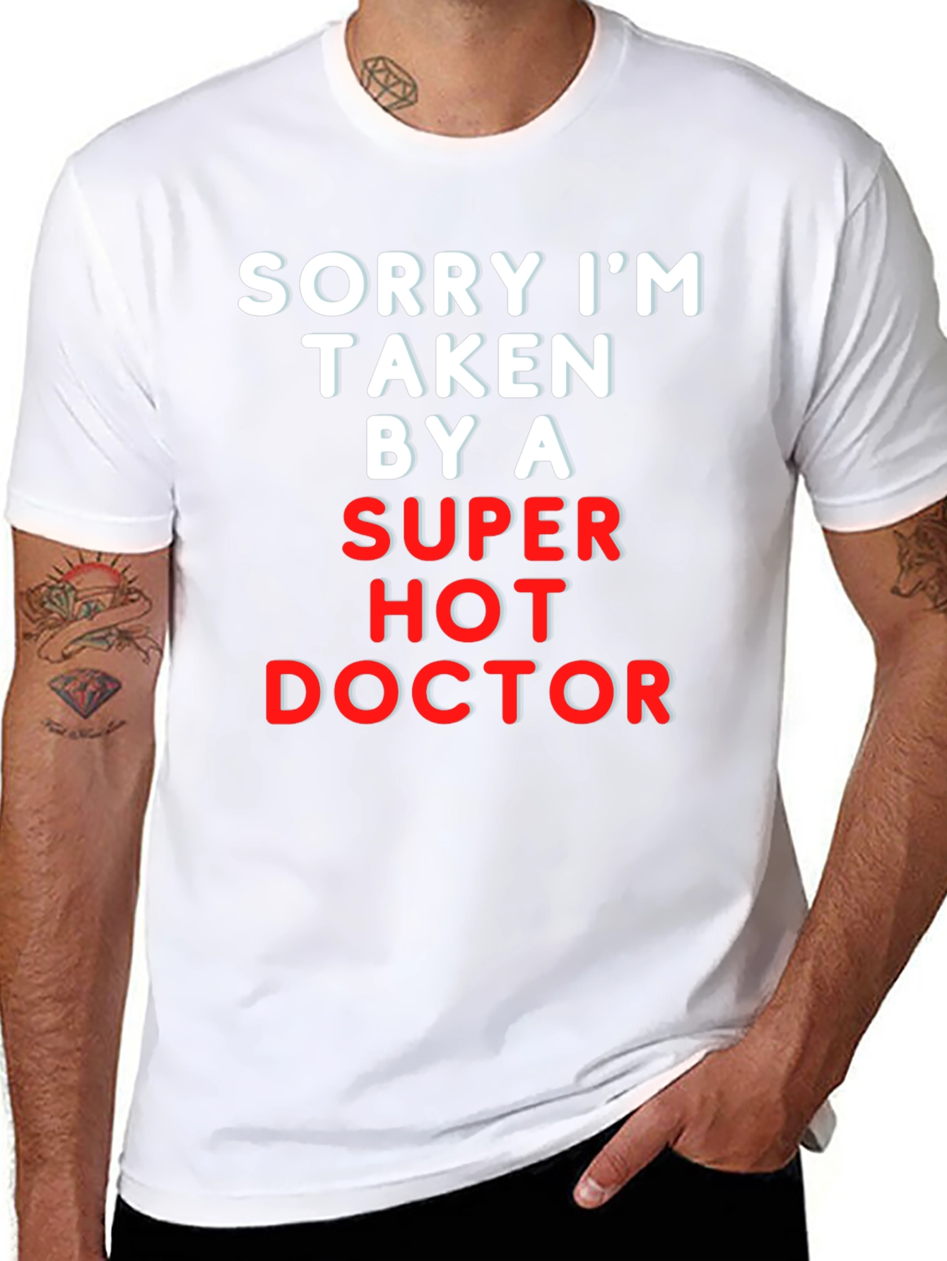 Black Sorry I'm Taken By A Super Hot Doctor Tee view 8