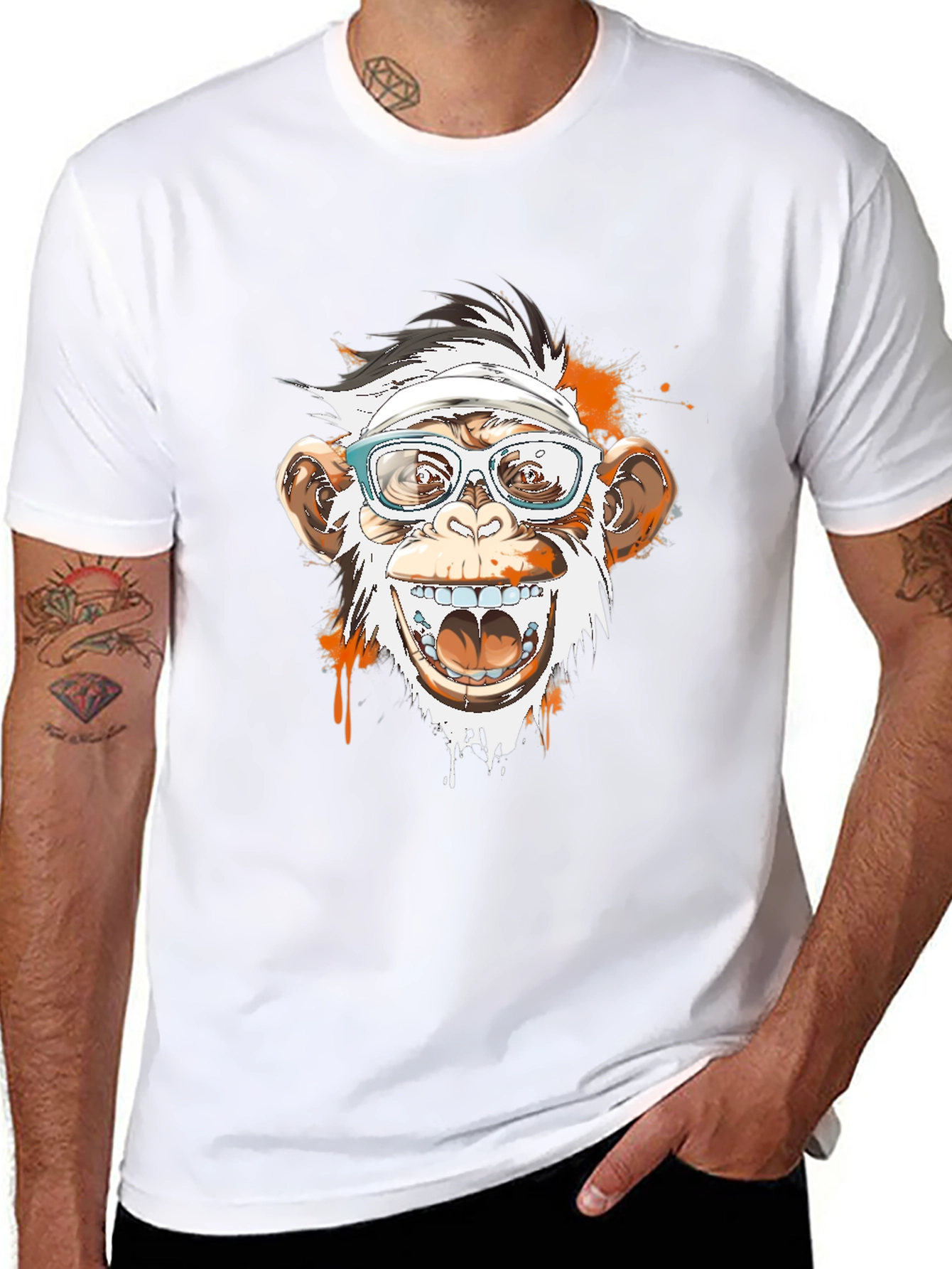 Black Monkey with Glasses Graphic T-Shirt view 8