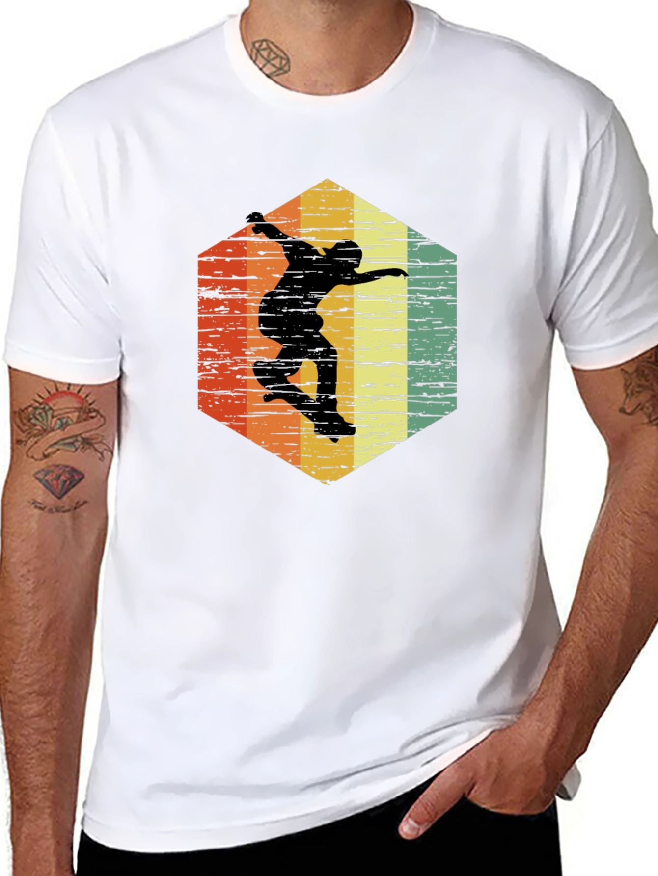 Black Retro Skateboarder Graphic Tee view 8