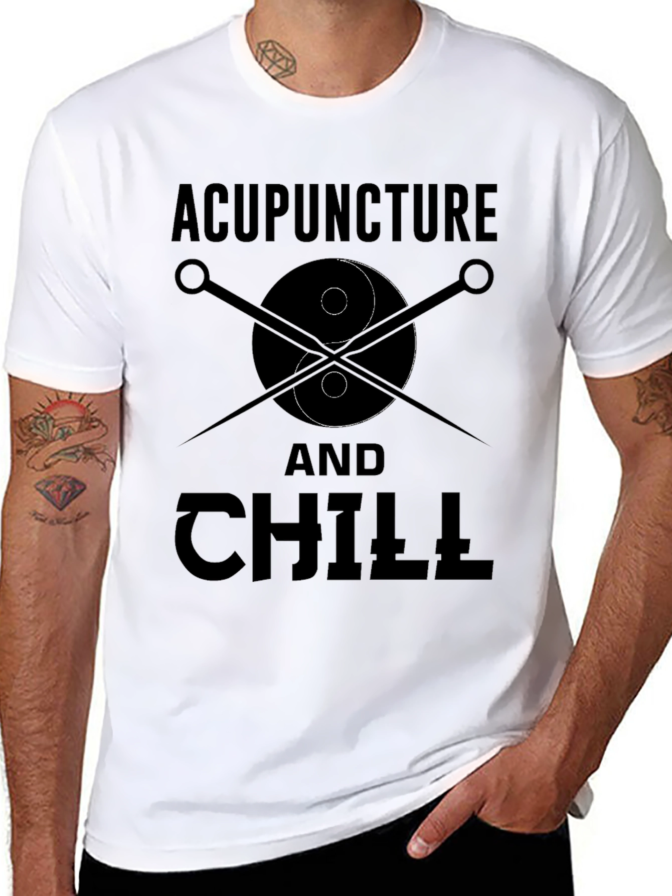 Black Acupuncture and Chill Black Graphic Tee view 8