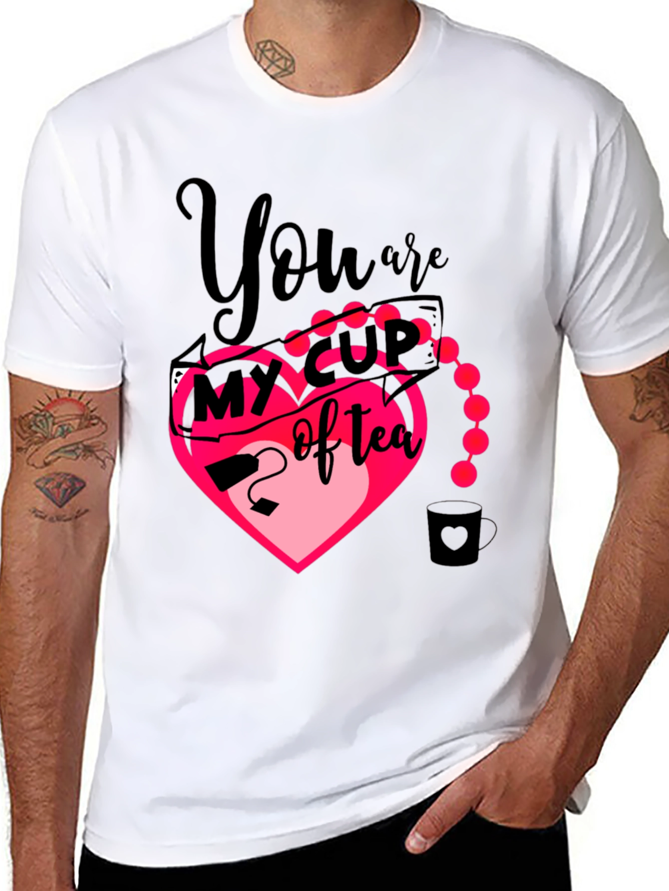 Black My Cup of Tea Heart Graphic T-Shirt view 8