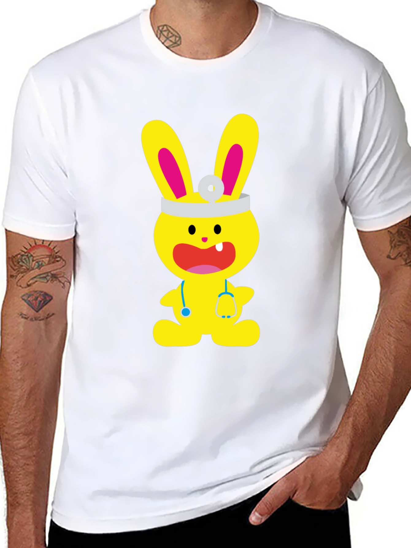 Black Bunny Doctor Graphic T-Shirt - Cute and Fun! view 8