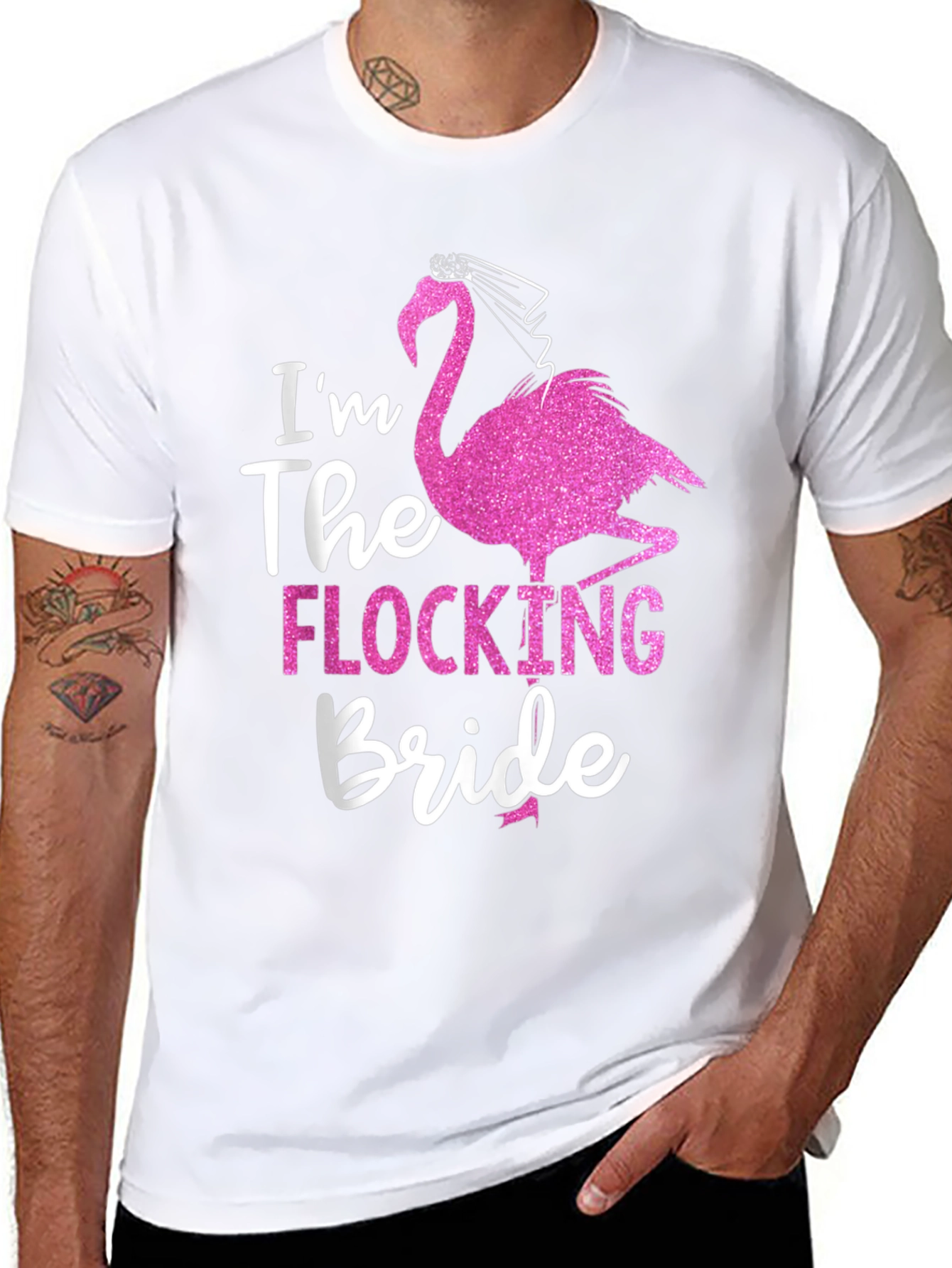 Black I'm The Flocking Bride Black T-Shirt view 8