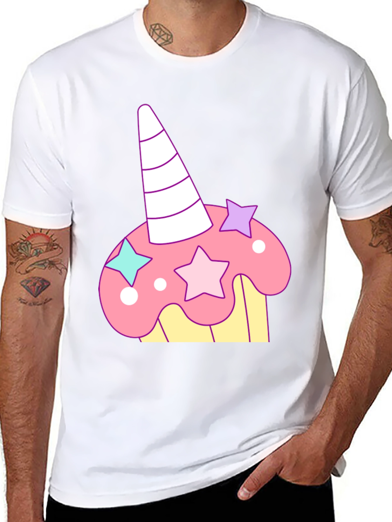 Black Unicorn Cupcake Graphic Tee - Whimsical Black T-Shirt view 8
