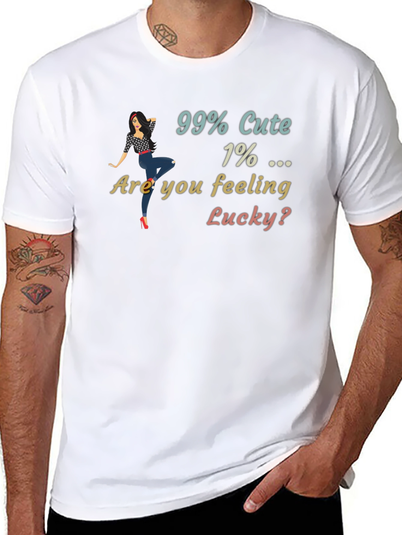 Black 99% Cute T-Shirt Lucky Graphic Print view 8