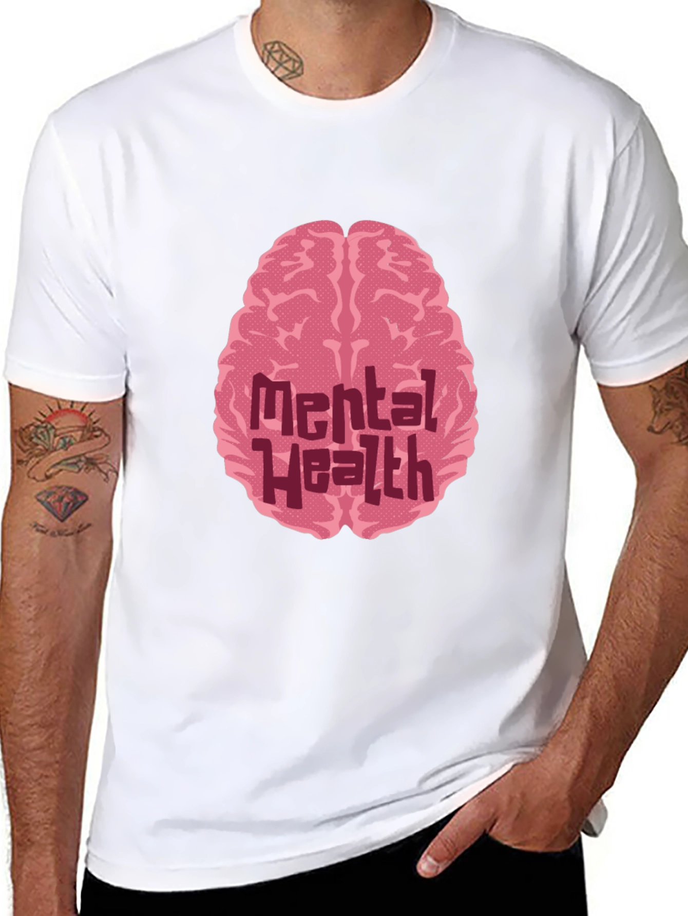 Black Mental Health Brain Graphic Tee - Stylish Awareness T-Shirt view 8