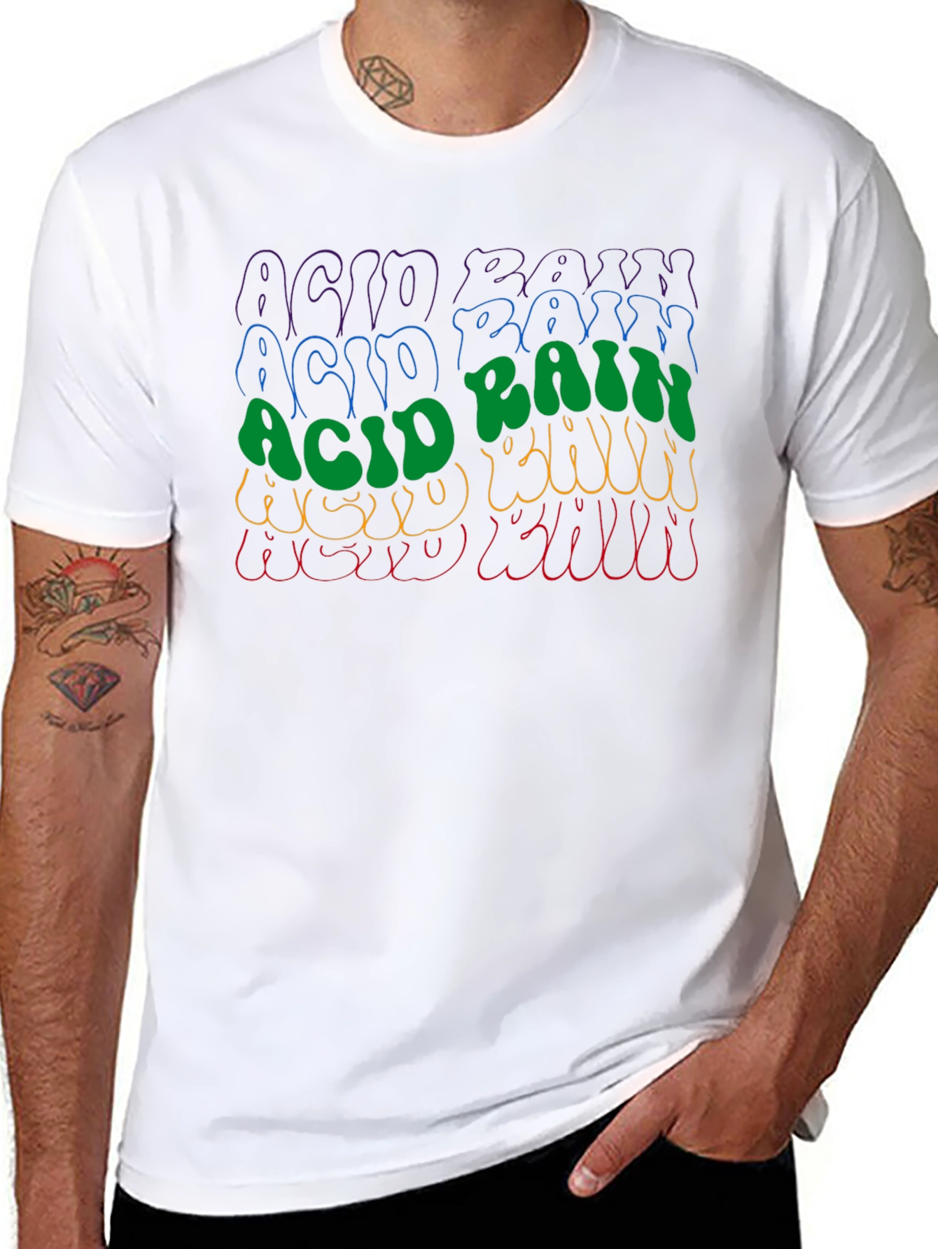 Black Retro Acid Rain Graphic T-Shirt - Cool Style view 8