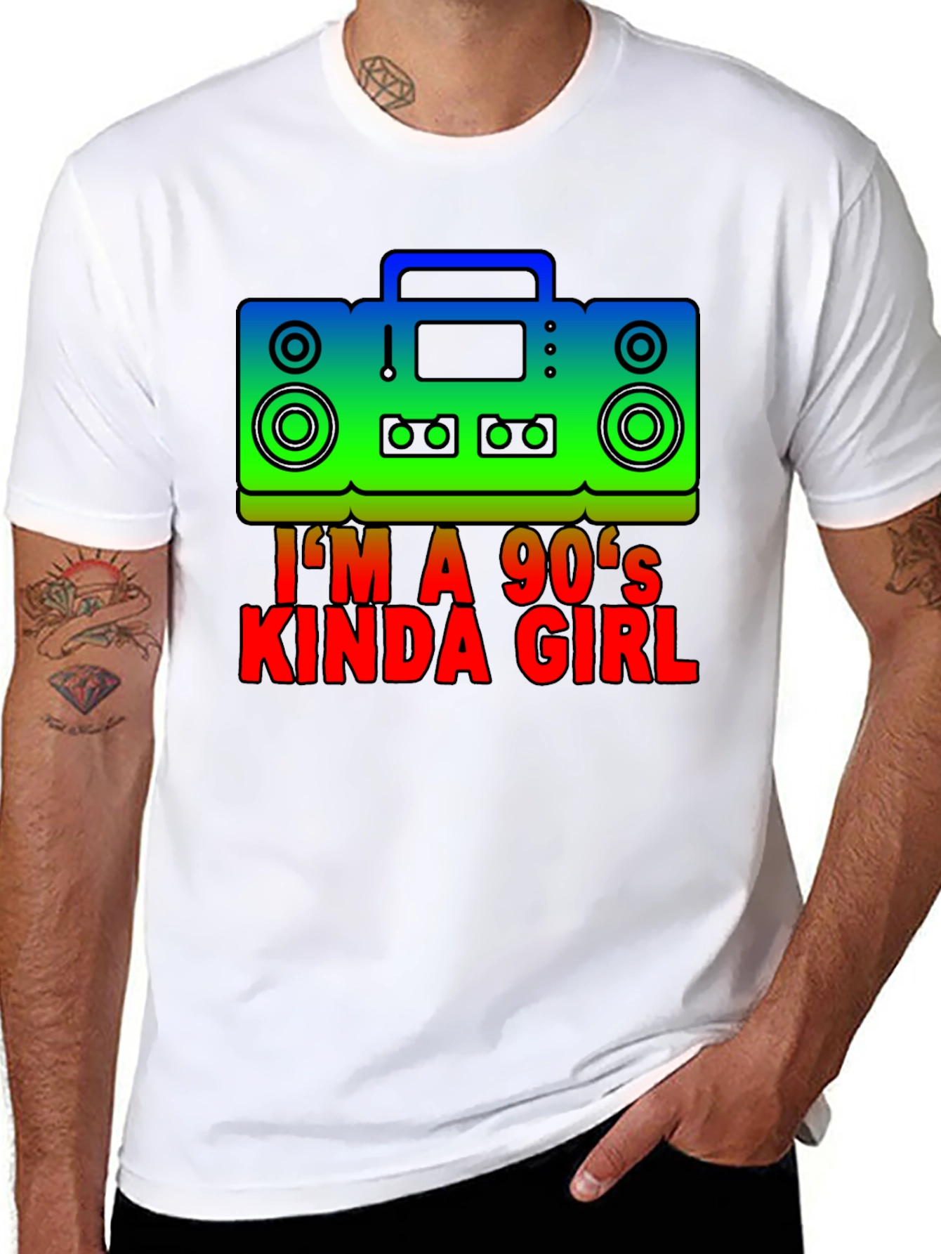 Black I'm a 90's Kinda Girl Retro Boombox T-Shirt view 8