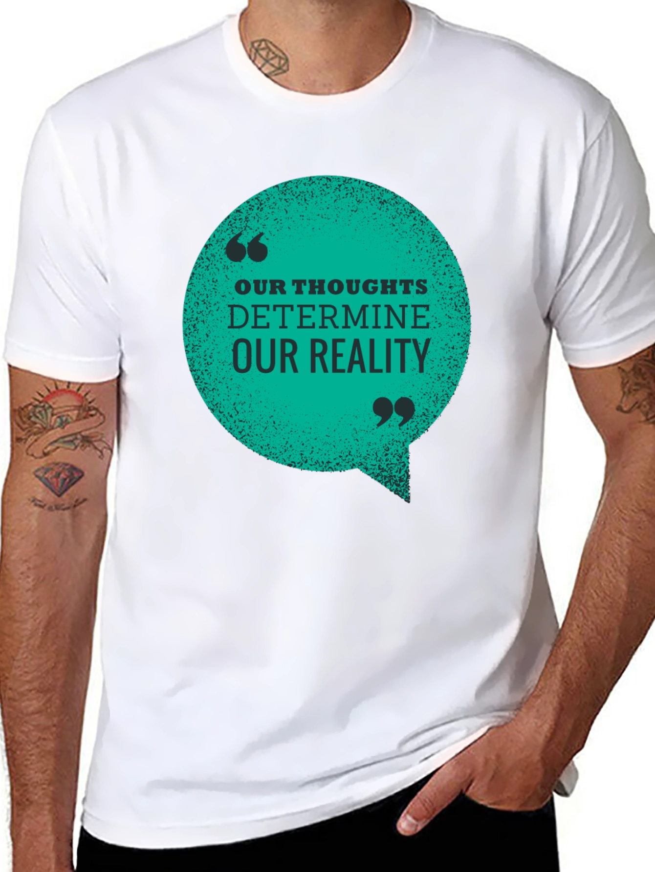 Black Inspirational T-Shirt: Our Thoughts Determine Our Reality view 8