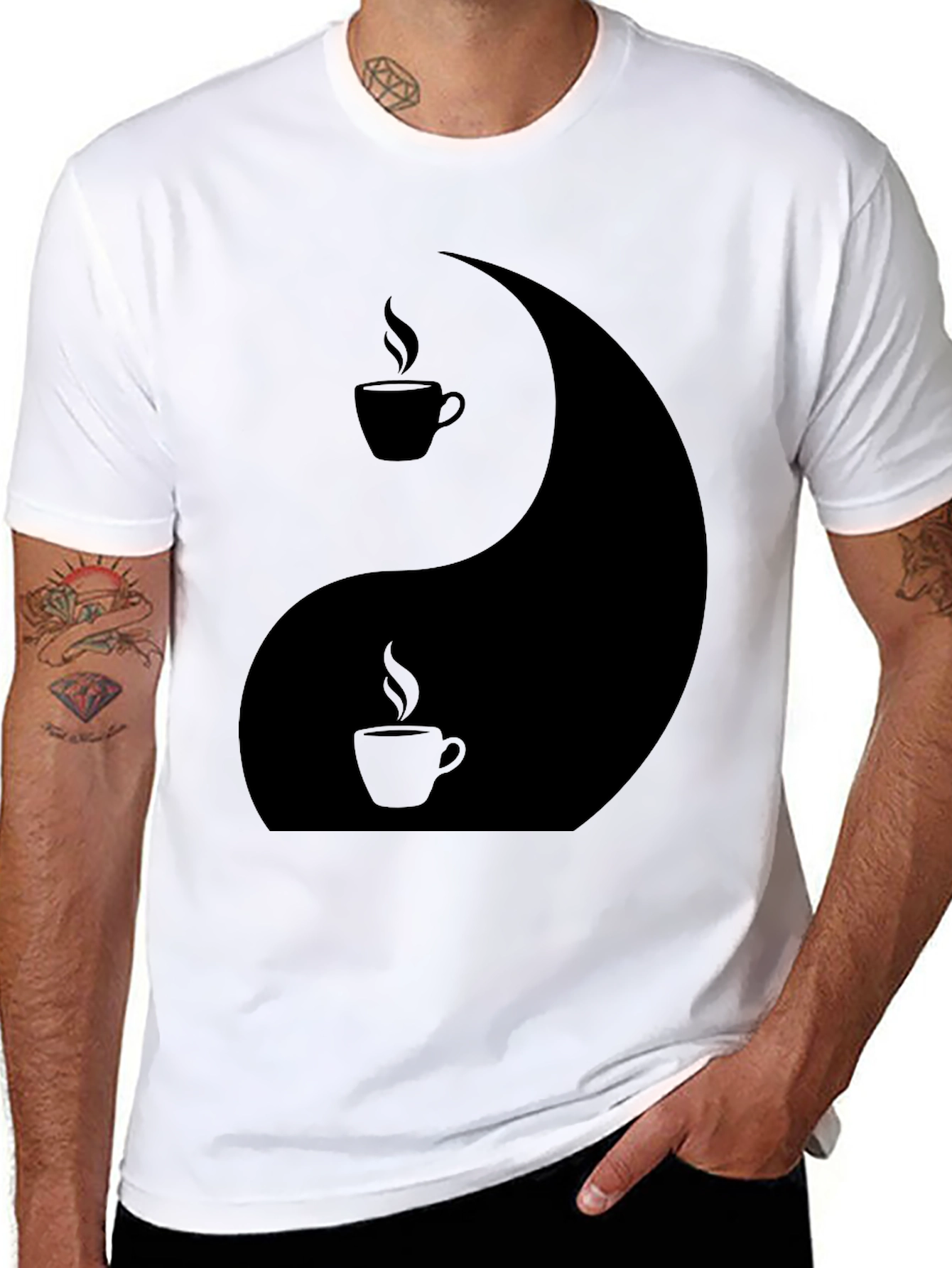 Black Yin Yang Coffee T-Shirt - Balance Your Brew view 8