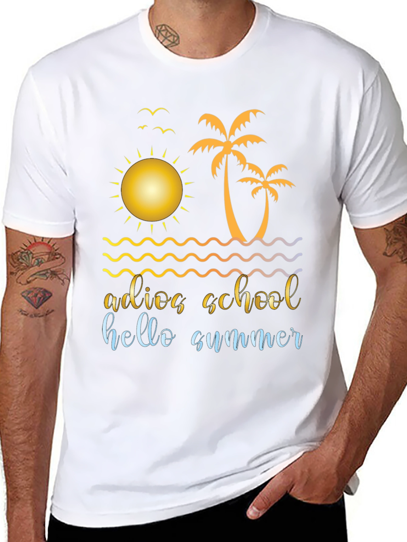 Black Adios School Hello Summer Graphic Tee view 8