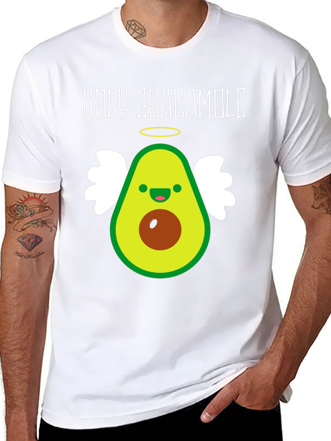 Black Holy Guacamole T-Shirt - Avocado Angel Tee view 8