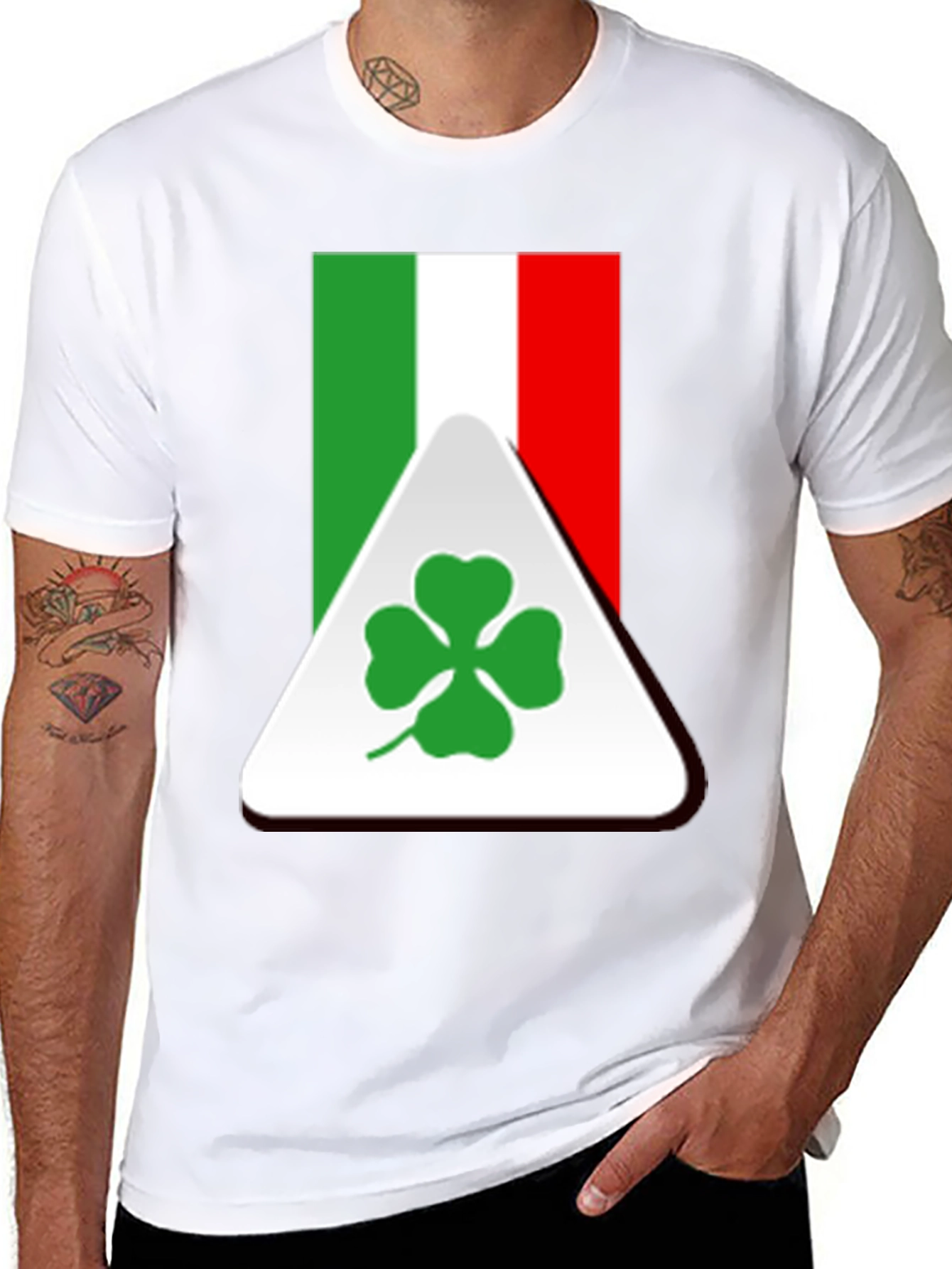 Black Italian Flag Clover T-Shirt view 8
