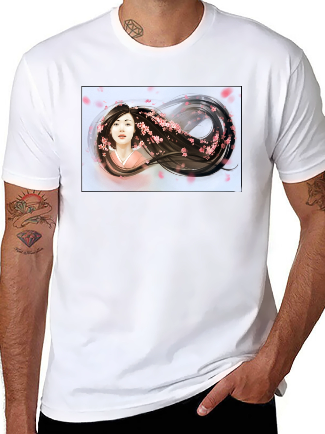 Black Sakura Dream T-Shirt - Artistic Graphic Tee view 8