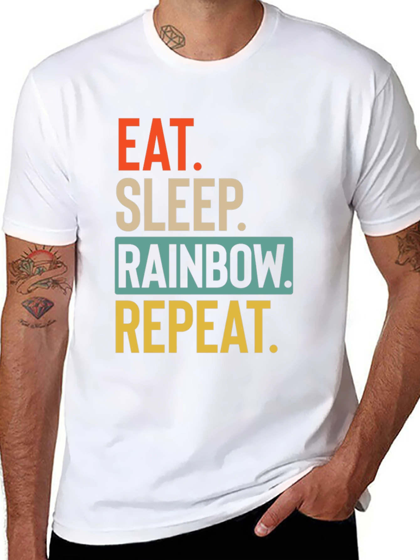 Black Eat Sleep Rainbow Repeat Graphic T-Shirt view 8