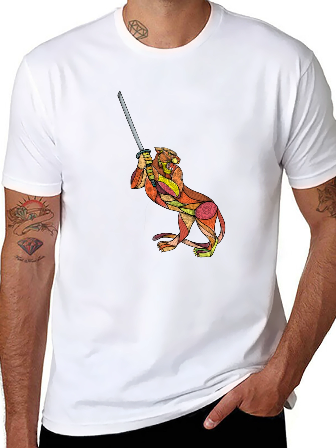 Black Tiger Katana Graphic T-Shirt view 8