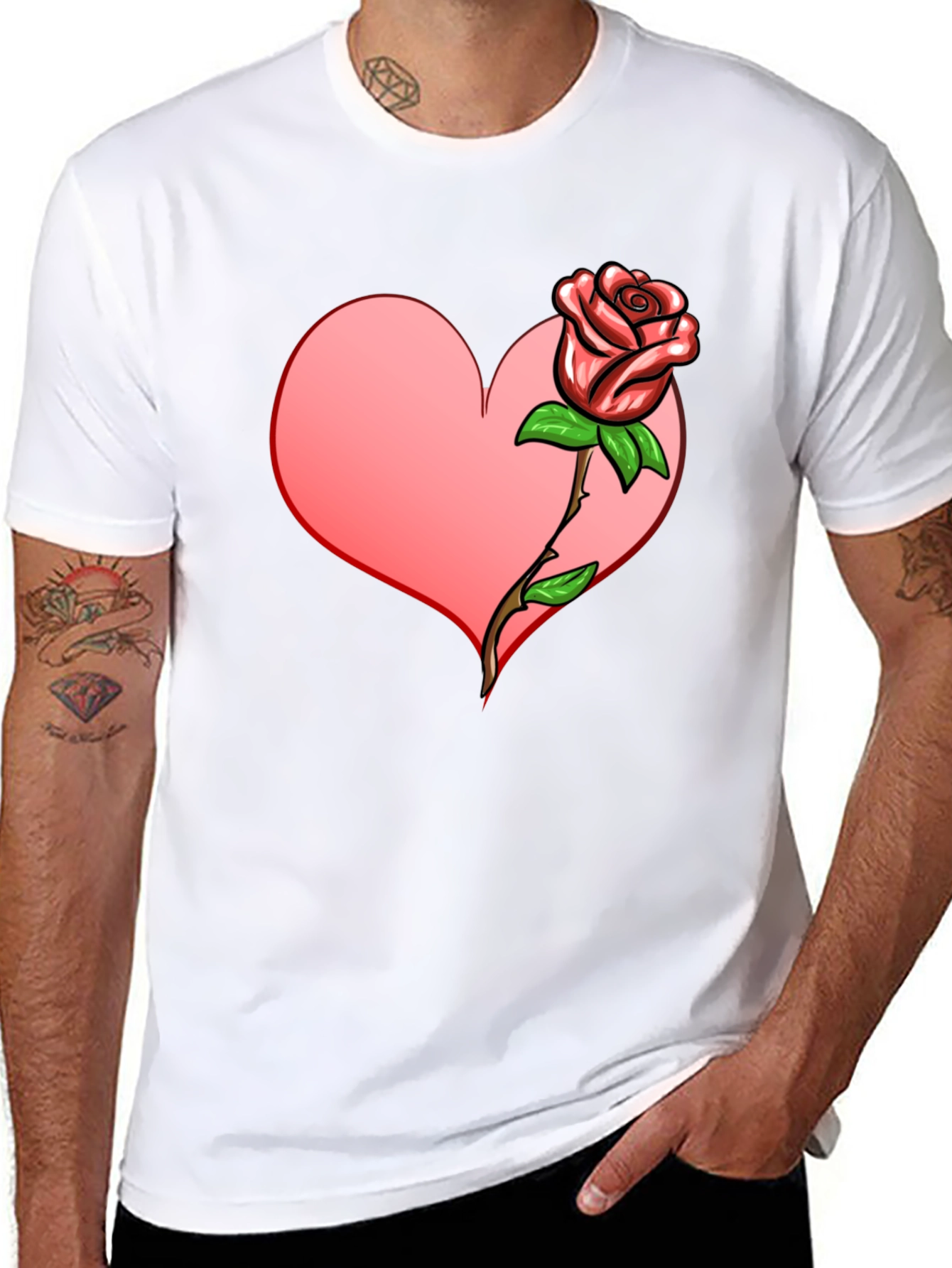 Black Heart & Rose Graphic T-Shirt view 8