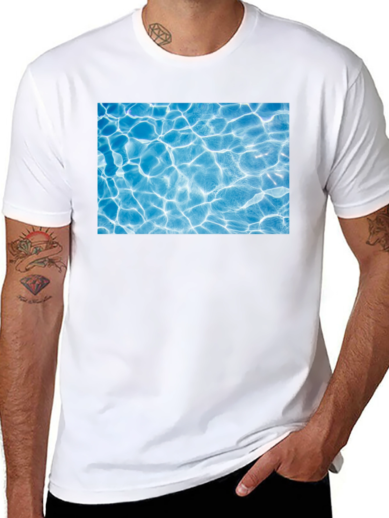 Black Pool Water Graphic Black Tee view 8