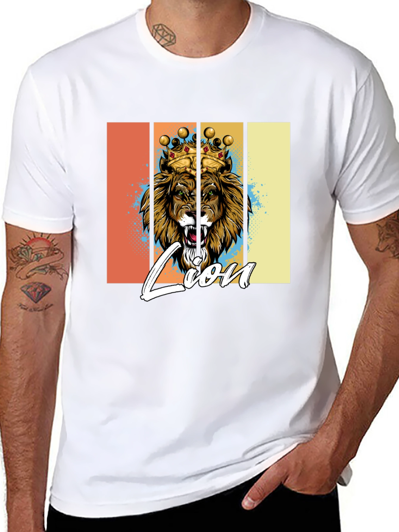 Black Lion King Graphic Print T-Shirt view 8