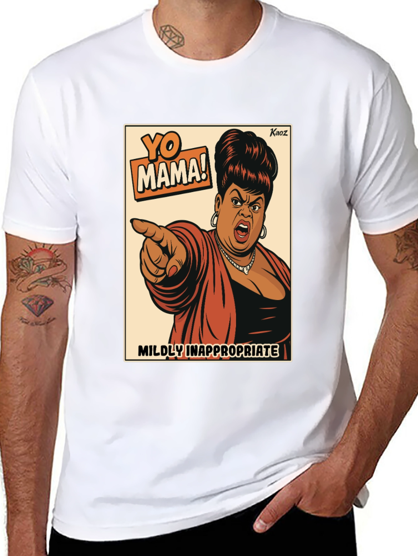 Black Yo Mama! Graphic T-Shirt - Mildly Inappropriate Humor view 8