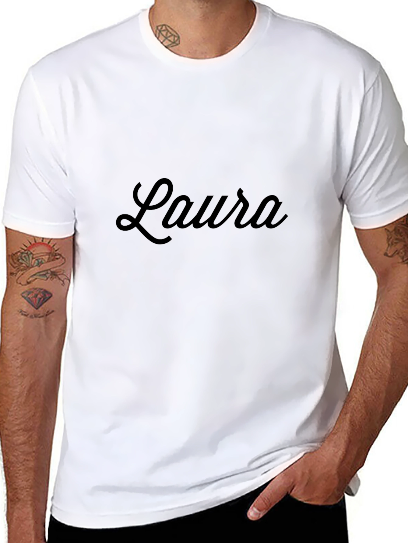 Black Laura Script Black T-Shirt - Personalized Gift view 8
