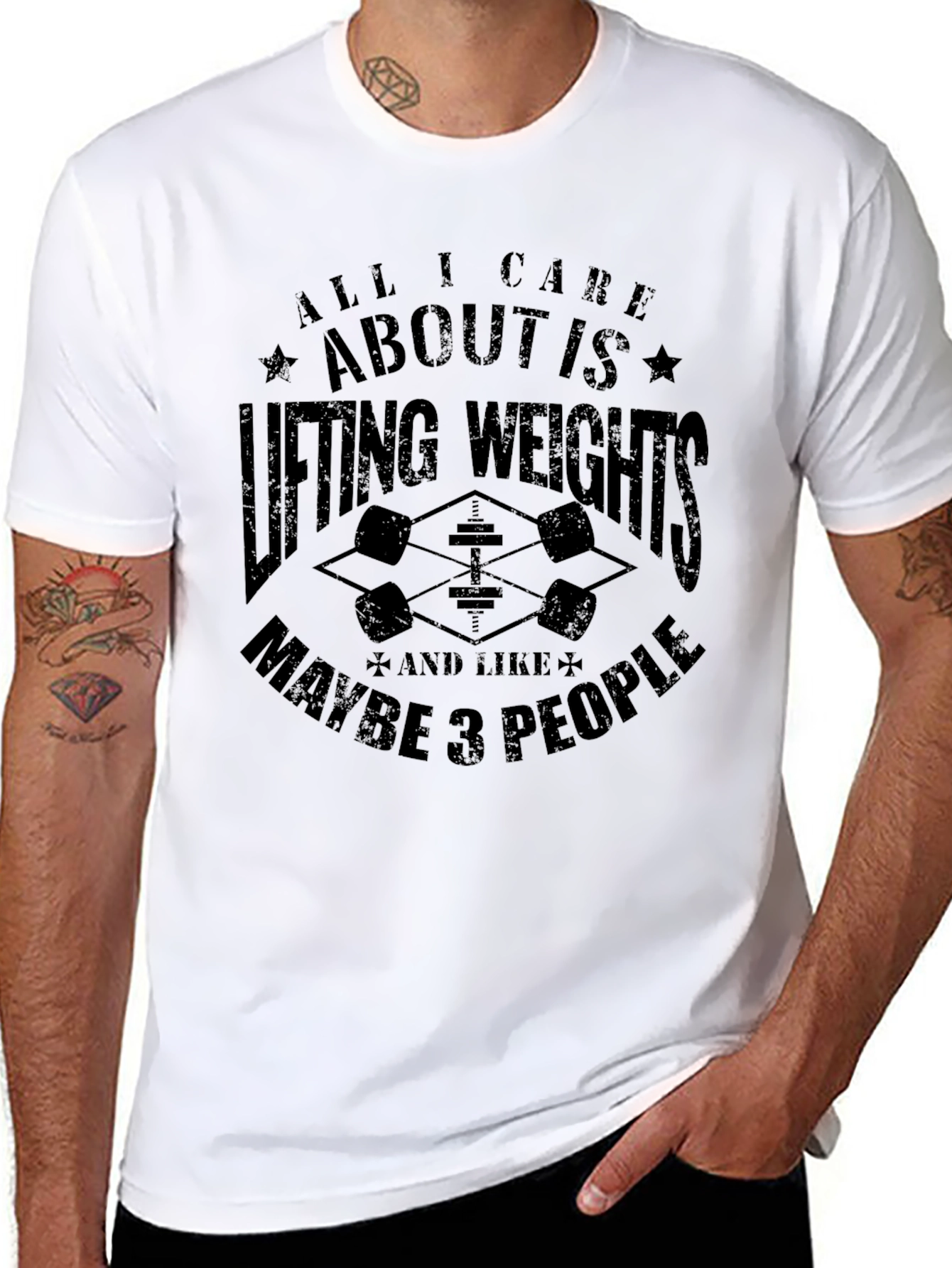Black Weightlifting T-Shirt - All I Care About is Lifting view 8