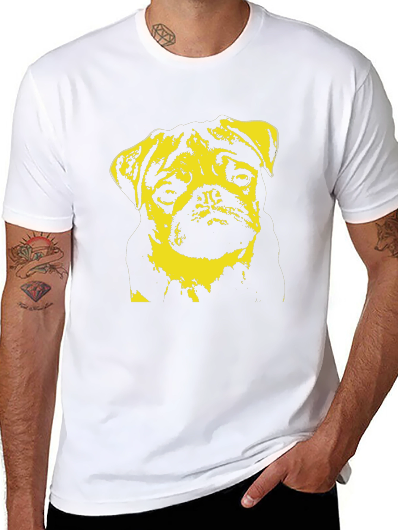 Black Pug Portrait Graphic Tee - Trendy Dog Lover Shirt view 8
