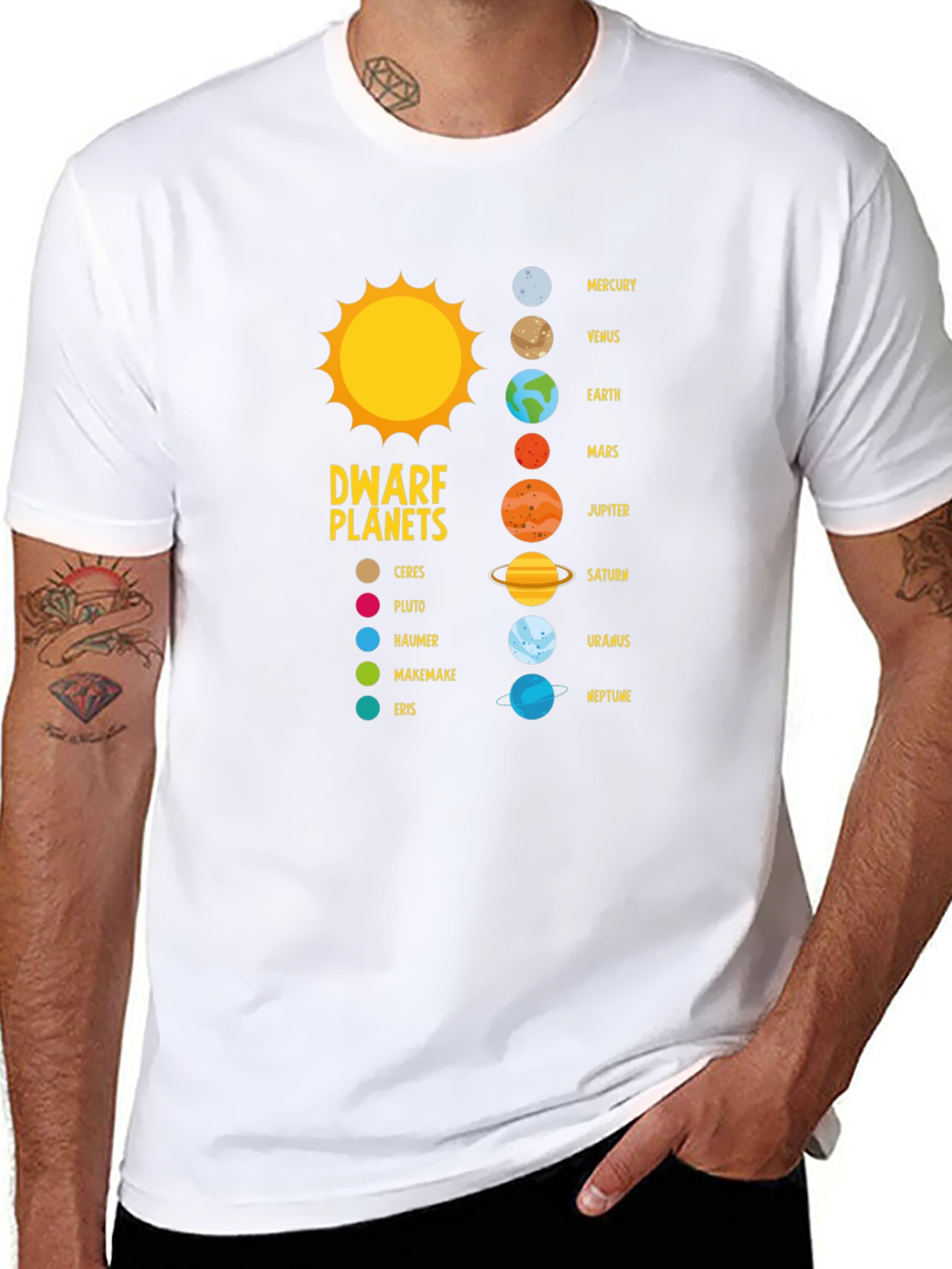 Black Solar System Planets Graphic T-Shirt view 8