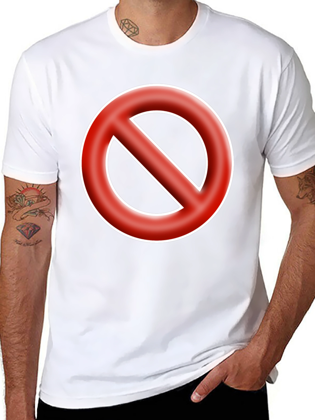 Black No Symbol T-Shirt - Bold Graphic Tee - Black view 8