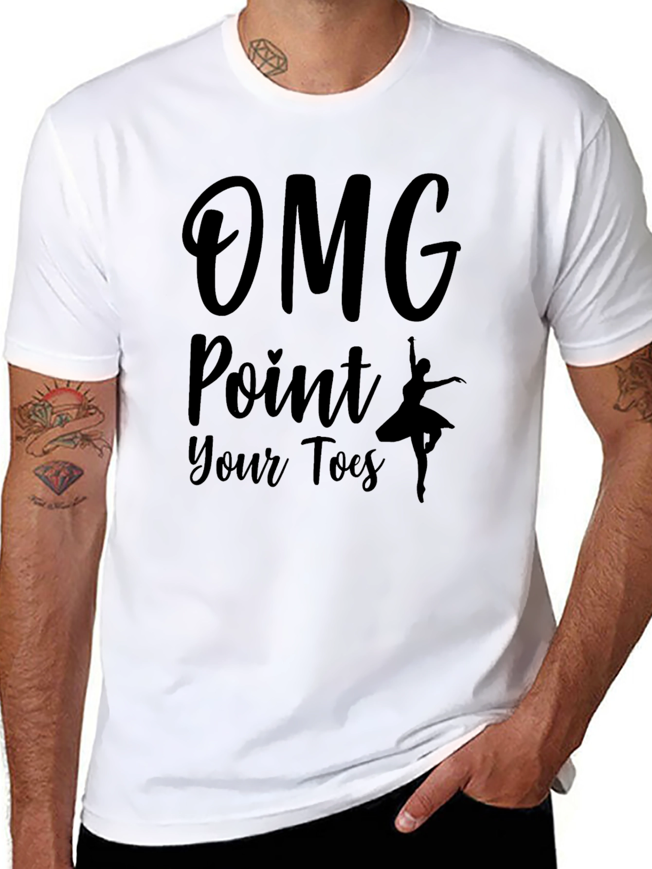 Black OMG Point Your Toes Black T-Shirt view 8