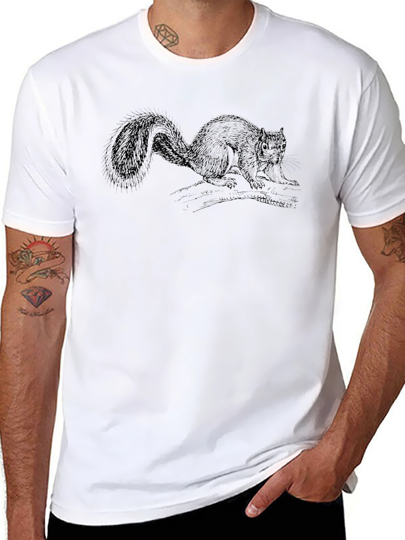 Black Squirrel Graphic Print Black T-Shirt view 8