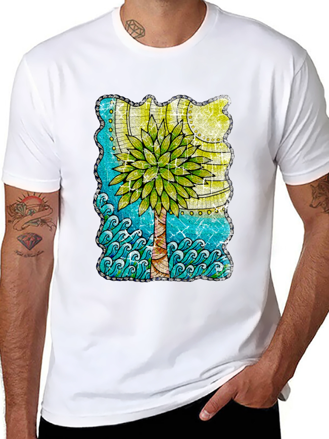 Black Palm Tree Graphic T-Shirt - Tropical Beach Vibes view 8