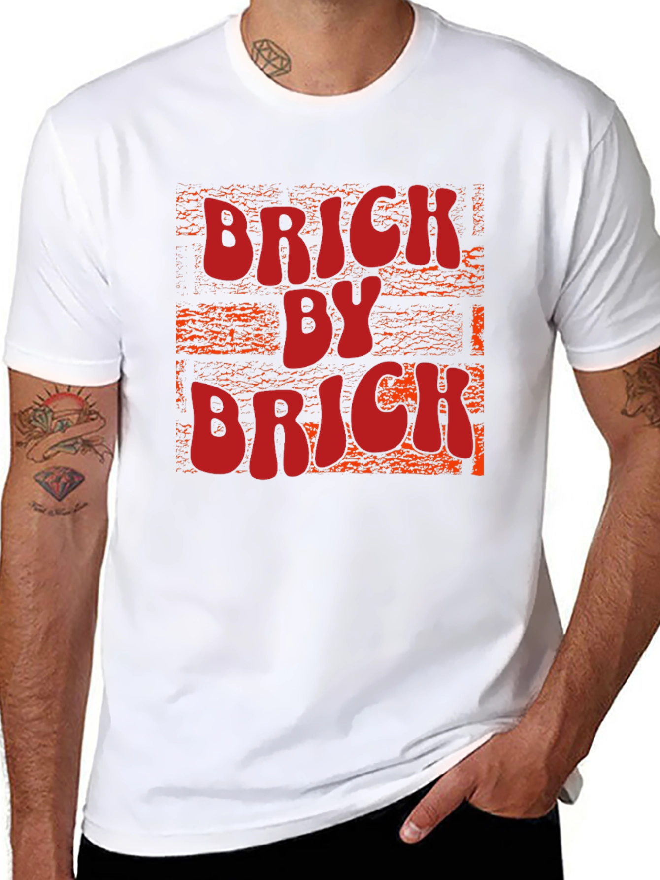 Black Brick By Brick Graphic Tee - Black view 8