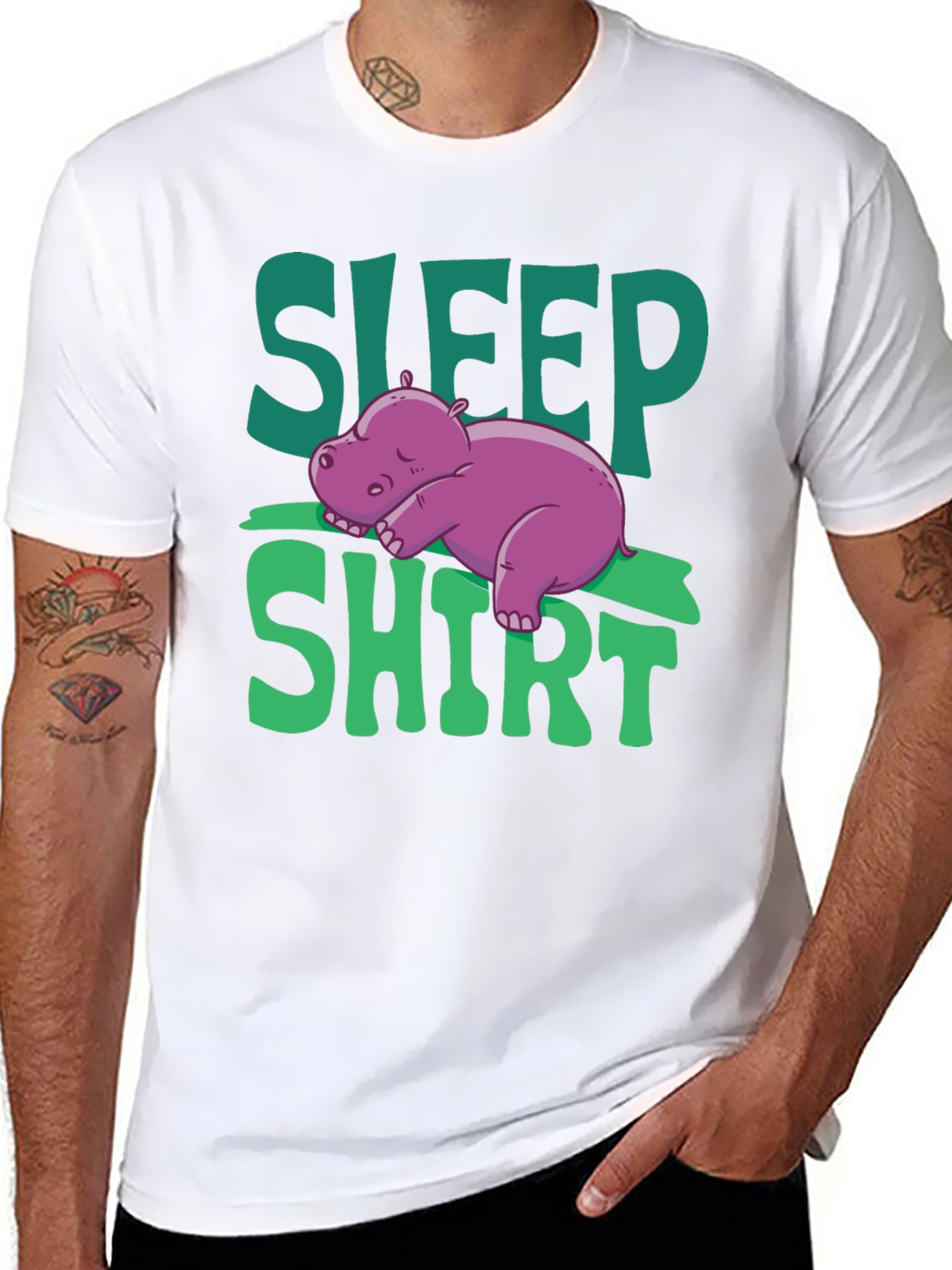 Black Sleep Shirt Hippo Graphic Tee view 8